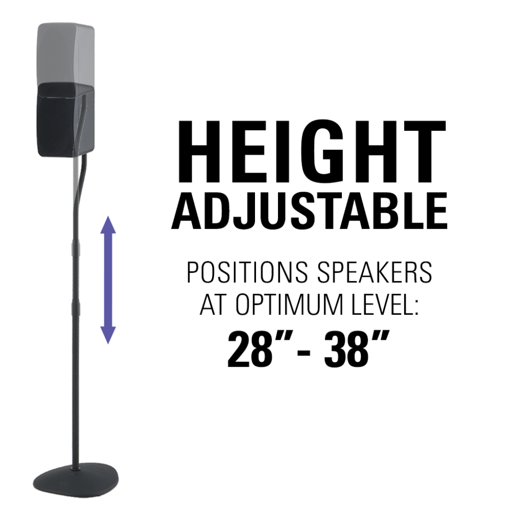 Sanus Adjustable Height Speaker Stands With Universal Design For