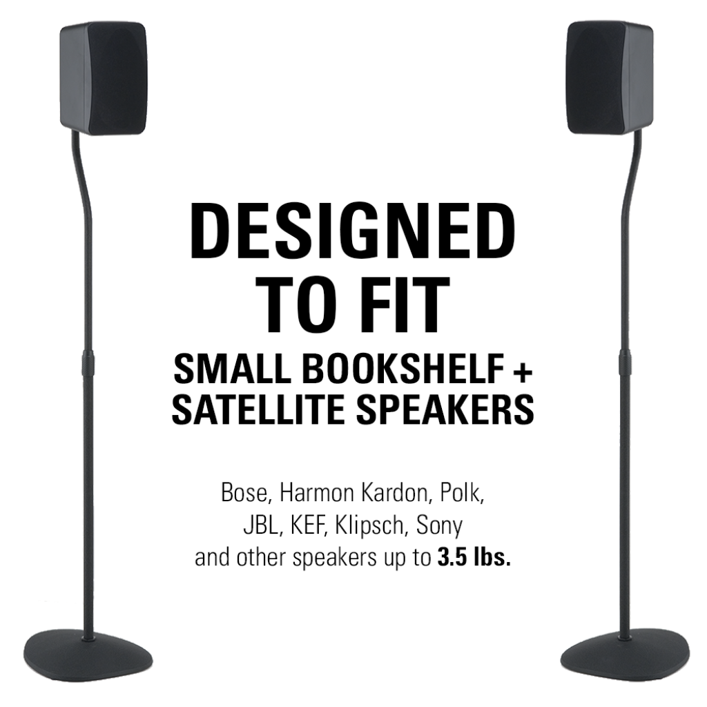 Sanus Adjustable Height Speaker Stands With Universal Design For